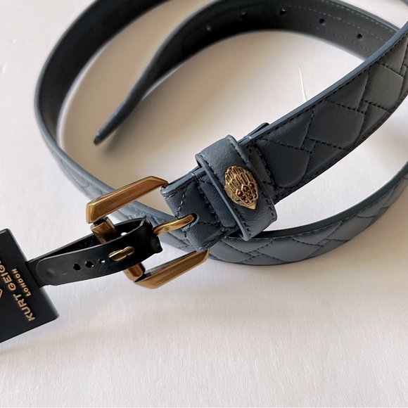 KURT GEIGER LONDON WOMENS QUILTED LEATHER BELT VINTAGE INDIGO BLUE SIZE M/L NWT - Picture 8 of 16